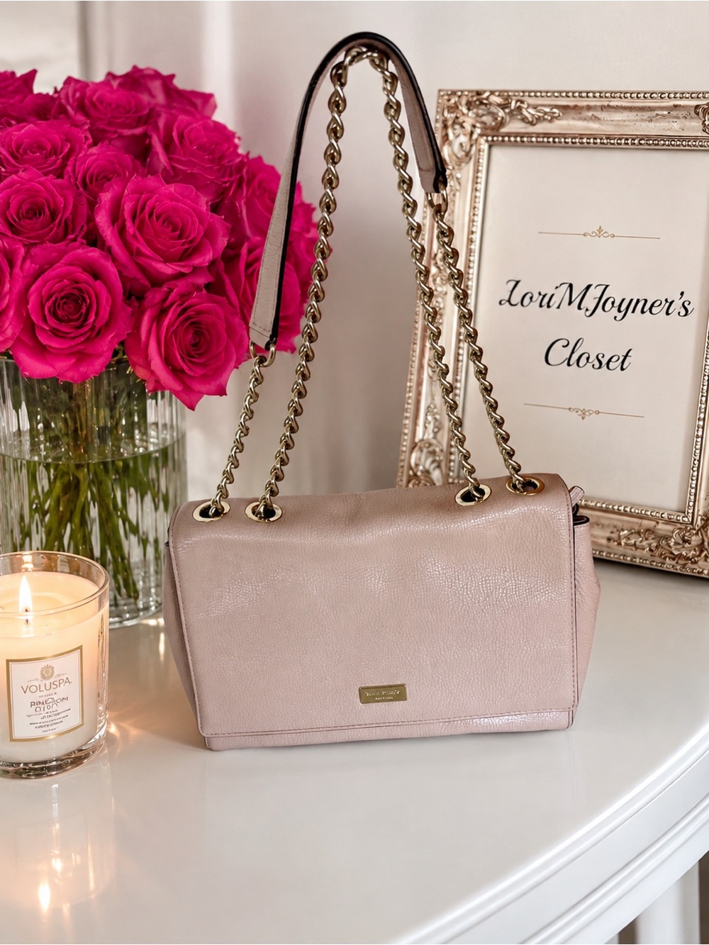 Kate Spade Blush Pink Pebbled Leather Chain Strap Shoulder Bag